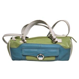 VINTAGE Y2K two tone retro barrel crossbody shoulder east‎ west bag purse